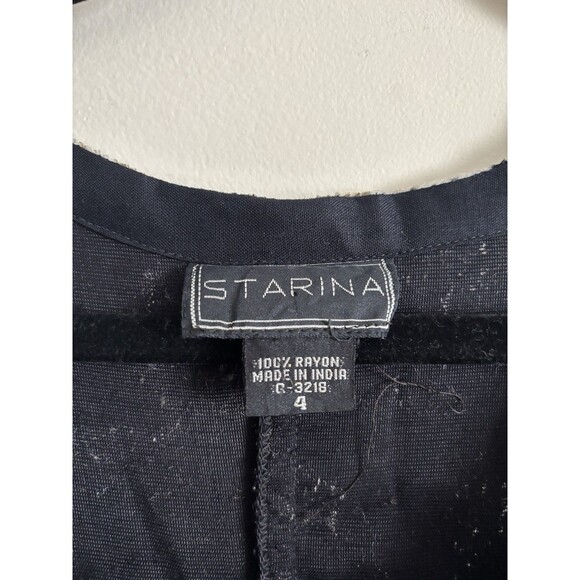 VTG‎ 90s Y2K Starina Dress Size 4 Small VELVET Floral Black Stevie Nicks Whimsy - Picture 3 of 5